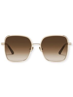 QUAY 5th Ave Sunglasses Gold Square Frame Brown Lens Oversized NWT